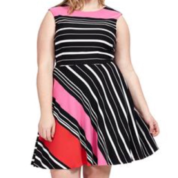 Tahari Woman Dresses & Skirts - Tahari Woman plus striped fit flare dress 16W
